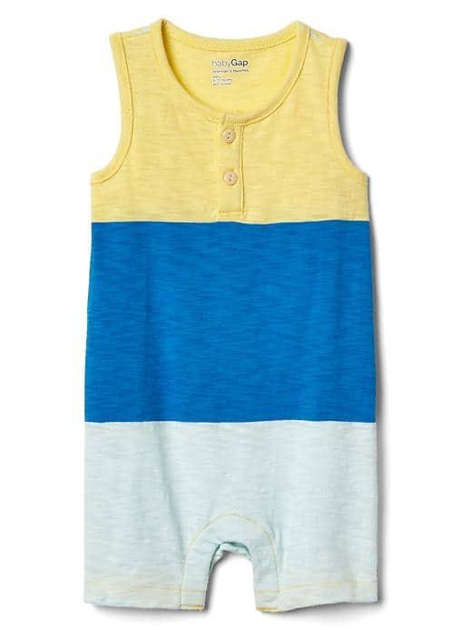 Gap Colorblock Henley Shorty One Piece - Bold Blue
