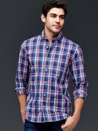 Gap True Wash Large Plaid Standard Fit Shirt - Weathered Red