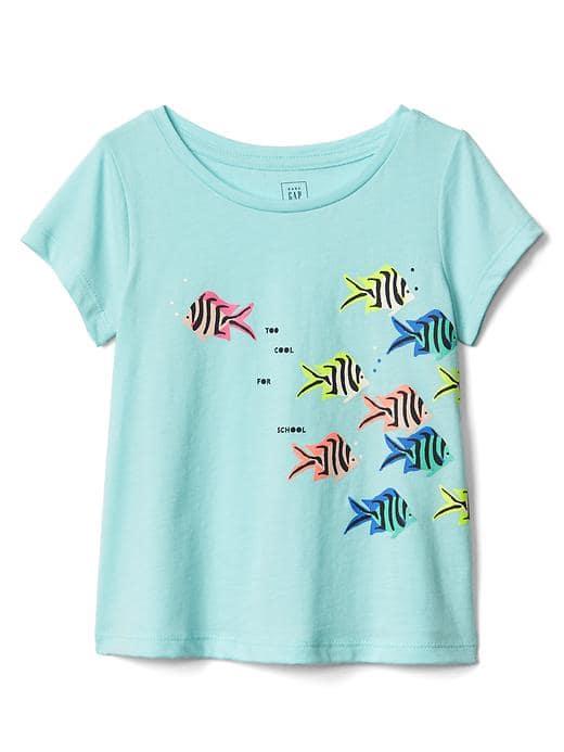 Gap Embellished Graphic Short Sleeve Tee - Small Fish