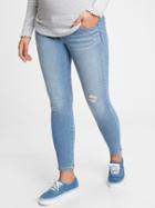 Maternity True Waistband Full Panel Destructed Skinny Ankle Jeans With Washwell3