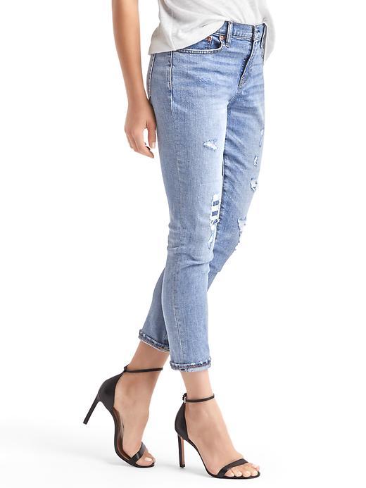 Gap Women Authentic 1969 Destructed Best Girlfriend Jeans - Light Indigo