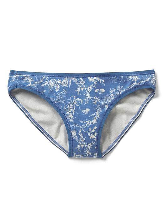 Gap Women Stretch Cotton Low Rise Bikini - Toile De Jouy Blue