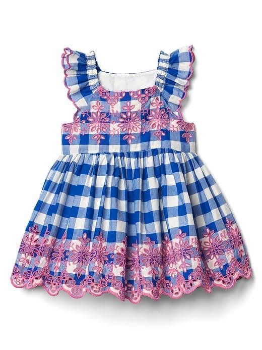 Gap Eyelet Flutter Dress - Plaid