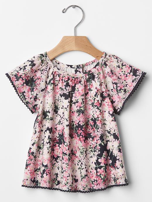 Gap Shirred Floral Top. - Small Floral Pink