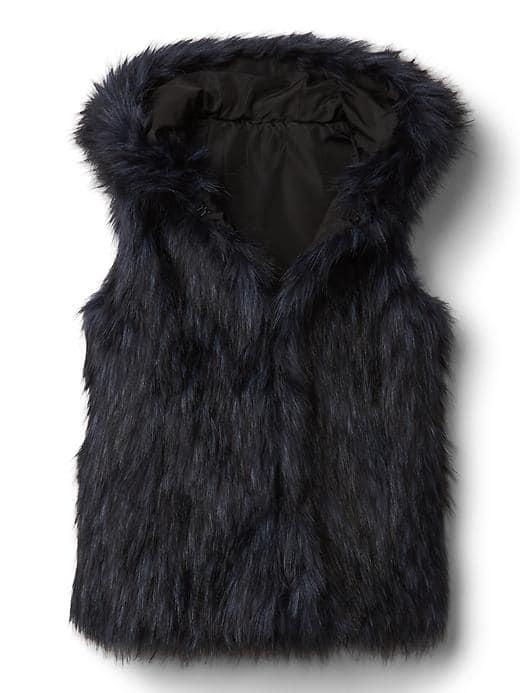 Gap Women Faux Fur Vest - Blue