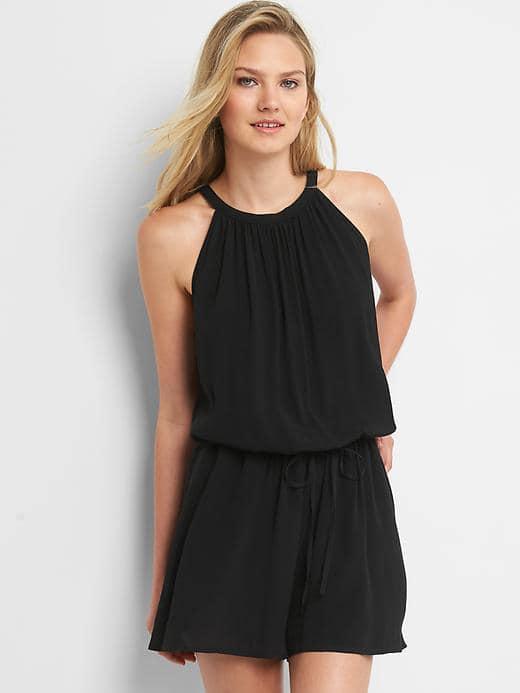 Gap Women Crepe Halter Romper - True Black