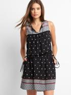 Gap Women Mix Print Tassel Dress - Black Print