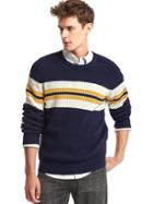 Gap Men Ribbed Chest Stripe Crewneck Sweater - Navy