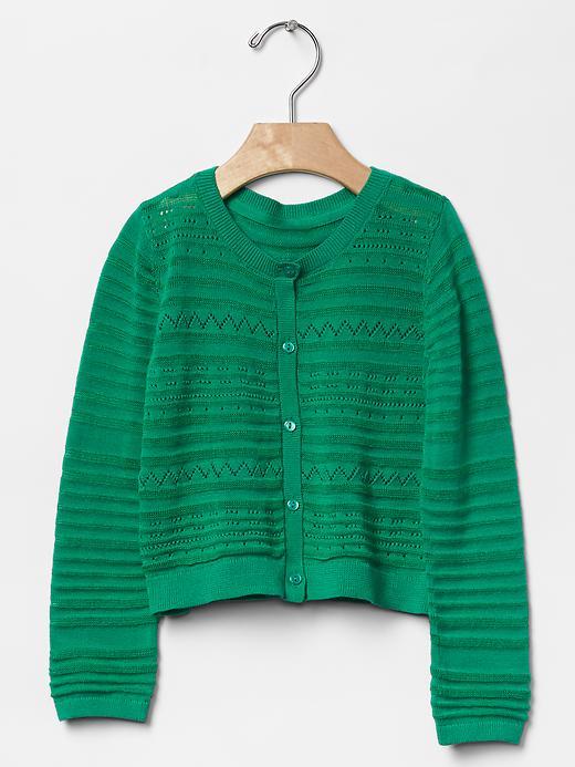 Gap Pointelle Zig Zag Cardigan - Deluxe Green