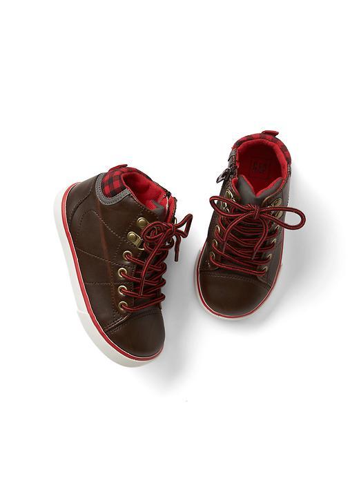 Gap Plaid Mid Top Sneakers - Brownie