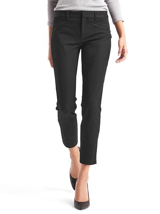 Gap Women Bi Stretch Skinny Ankle Stud Trim Pants - True Black