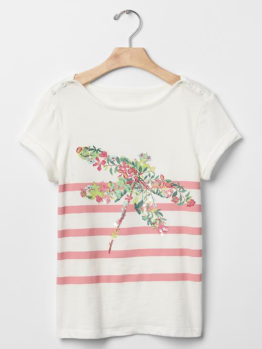 Gap Floral Graphic Stripe Tee - Creamy Coral