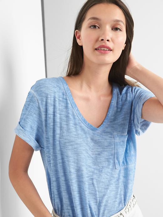 Gap Women Slub Pocket Tee - Peninsula Blue