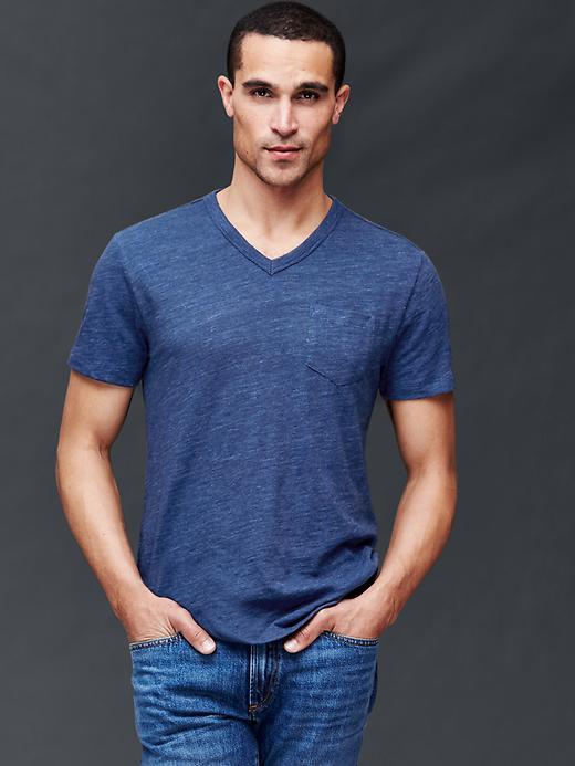 Gap Men Heathered V Neck T Shirt - Navy Heather