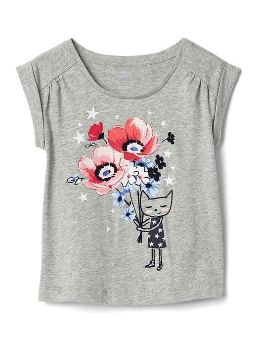 Gap Americana Short Sleeve Shirred Tee - Flower