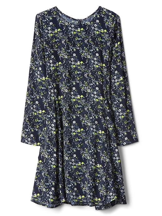 Gap Women Long Sleeve Swing Dress - Navy Floral