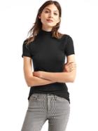Gap Women Cozy Modal Short Sleeve Mockneck Top - True Black
