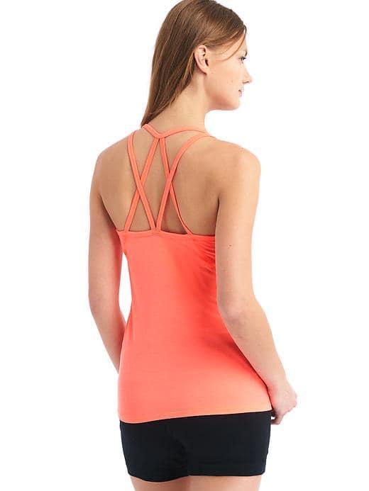 Gap Gapfit Breathe Strappy Shelf Tank - Neon Coral