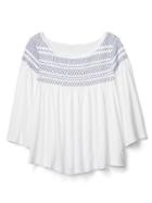 Gap Women Smocked Bell Sleeve Top - White