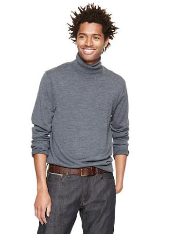 Gap Merino Turtleneck Sweater - Medium Grey Heather