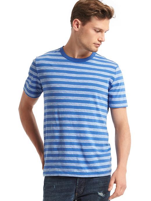 Gap Men Stripe Crew Slub T Shirt - Blue Stripe