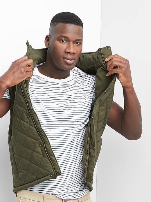 Gap Men Coldcontrol Lite Quilted Vest - Black Moss