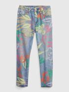 Kids High-rise Floral Print Girlfriend Jeans With Washwell