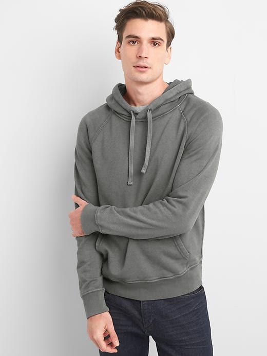 Gap Men French Terry Pullover Hoodie - Soft Black