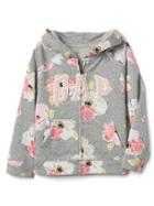 Gap Logo Floral Zip Hoodie - Light Gray Floral