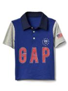 Gap Americana Logo Slub Polo - Brillant Blue