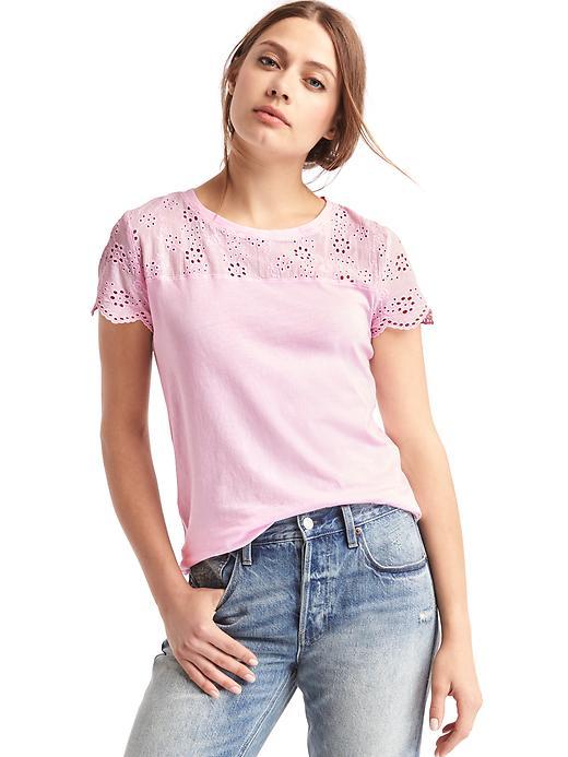 Gap Pretty Eyelet Yoke Top - Rose Mist