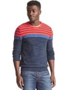 Gap Men Colorblock Stripe Crewneck Sweater - Navy Red Stripe