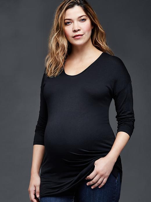 Gap Solid Rayon V Neck Tee - True Black