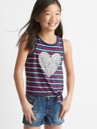 Gap Americana Sequin Side Tie Tank - Red/blue Stripe