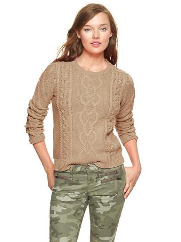Gap Cable Knit Pullover - Novelty Cashew Crunch