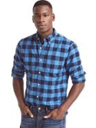 Gap Men Plaid Oxford Slim Fit Shirt - Mascot Blue