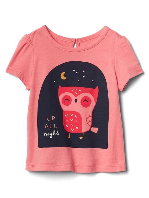 Gap Graphic Short Sleeve Keyhole Tee - Pink Treat