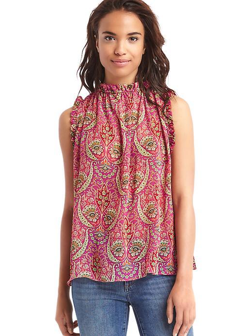Gap Women Paisley Ruffle Blouse - Pink Print