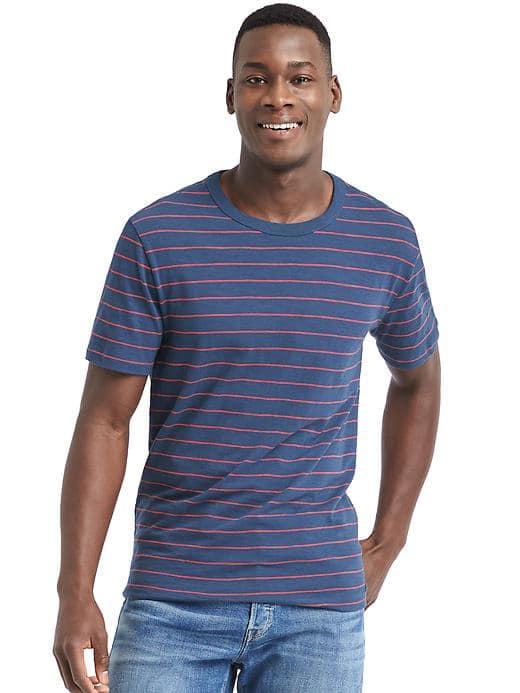 Gap Men Stripe Slub Jersey Crewneck Tee - Dark Night