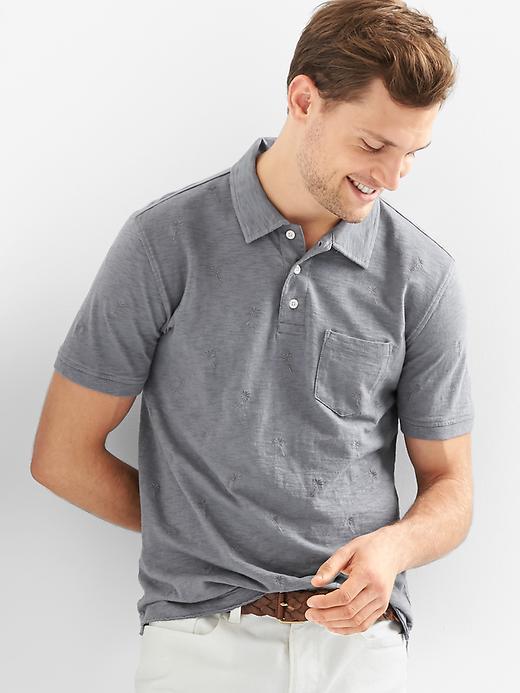 Gap Men Palm Embroidery Polo - Mercury Grey