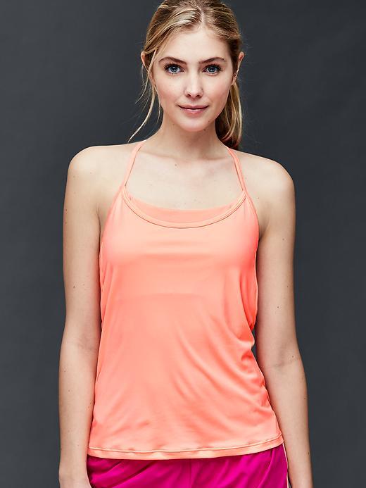 Gap Women Coolmax Layer Shelf Tank - Neon Coral Volt