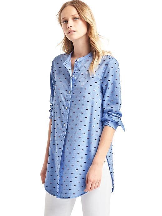 Gap Women Clip Dot Oxford Tunic - Red Dot
