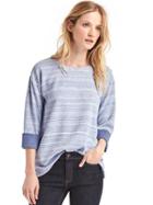 Gap Women Double Face Three Quarter Sweatshirt - Navy Heather