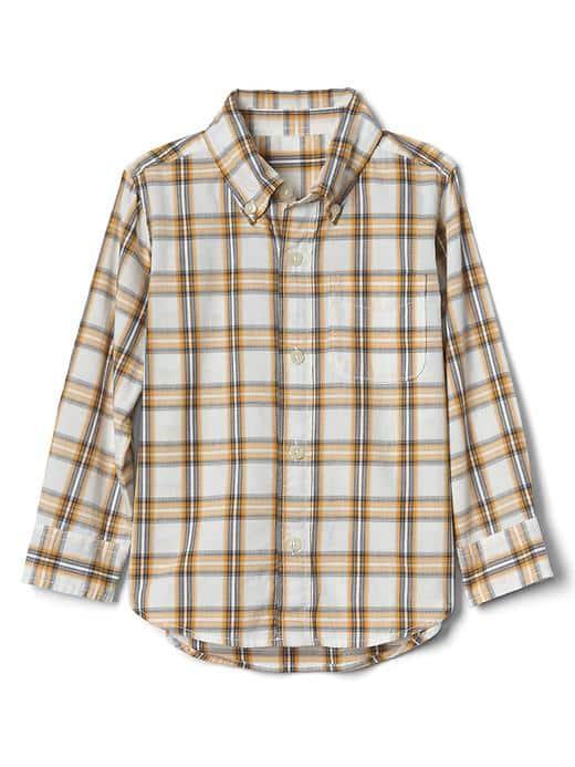 Gap Check Button Down Pocket Shirt - Gold Pendant