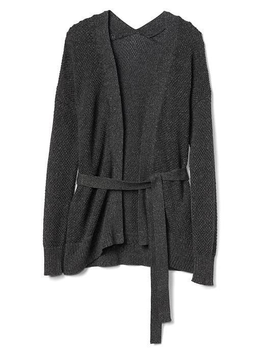 Gap Women Textured Wrap Belt Cardigan - Charcoal Heather
