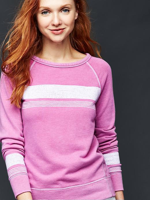 Gap Women Active Stripe Crew Sweatshirt - Rose Bush