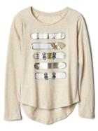 Gap Embellished Graphic Long Raglan Tee - Oatmeal Heather