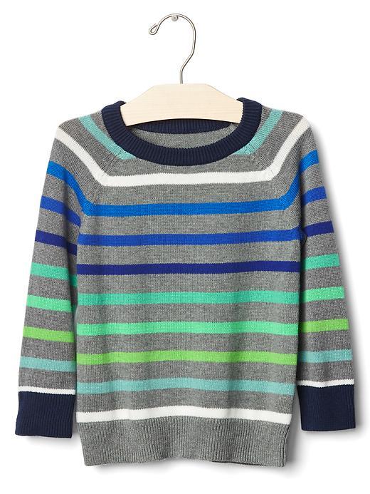 Gap Multi Stripe Crew Sweater - Heather Grey