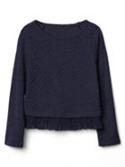 Gap Shimmer Ruffle Trim Pullover - Navy