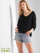 Gap Textured V Neck Sweater - Black